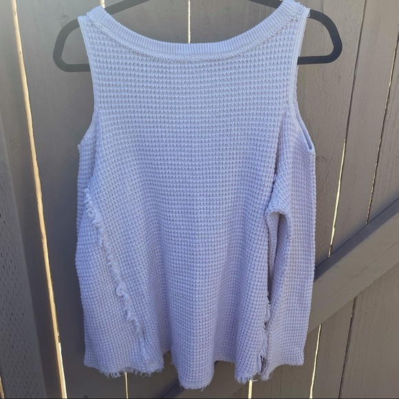 Free People Sunrise Cold Shoulder Knit Cream Sweater Top NWOT - Picture 9 of 11